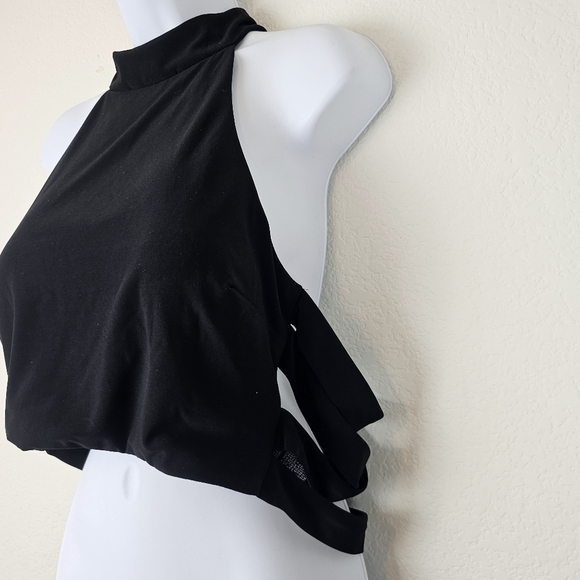 Blondie Nites Black Halter Crop Top Evening Party Clubwear Size 21 - Picture 2 of 9
